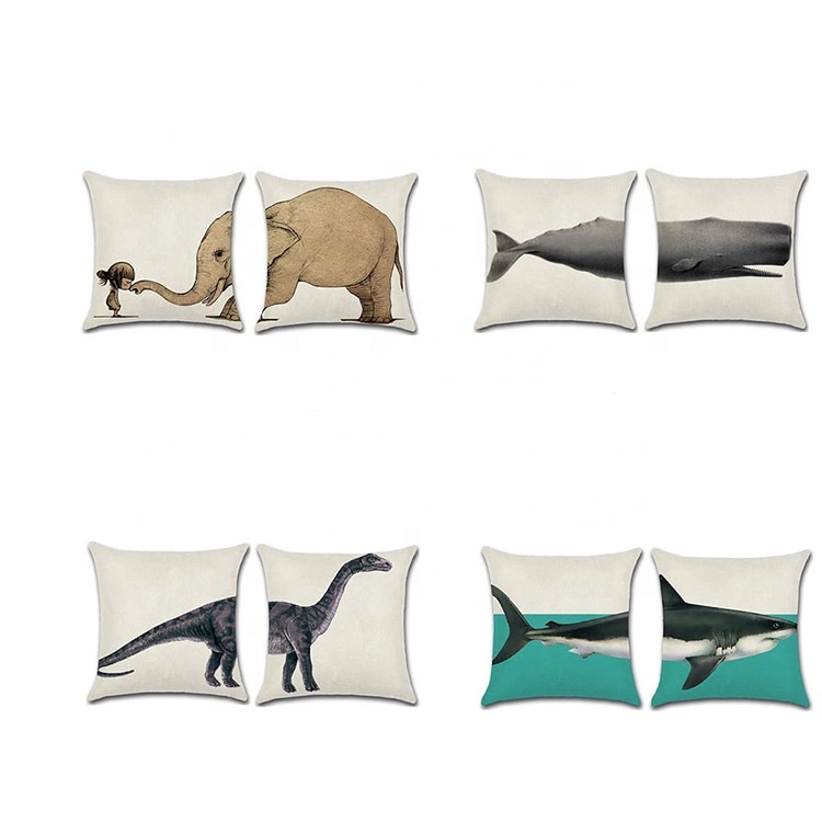 CUSHION K5016 Animal Combination Creative Elephant Whale Dinosaur Shark Hug Pillowcase Car Cushion Cover Linen