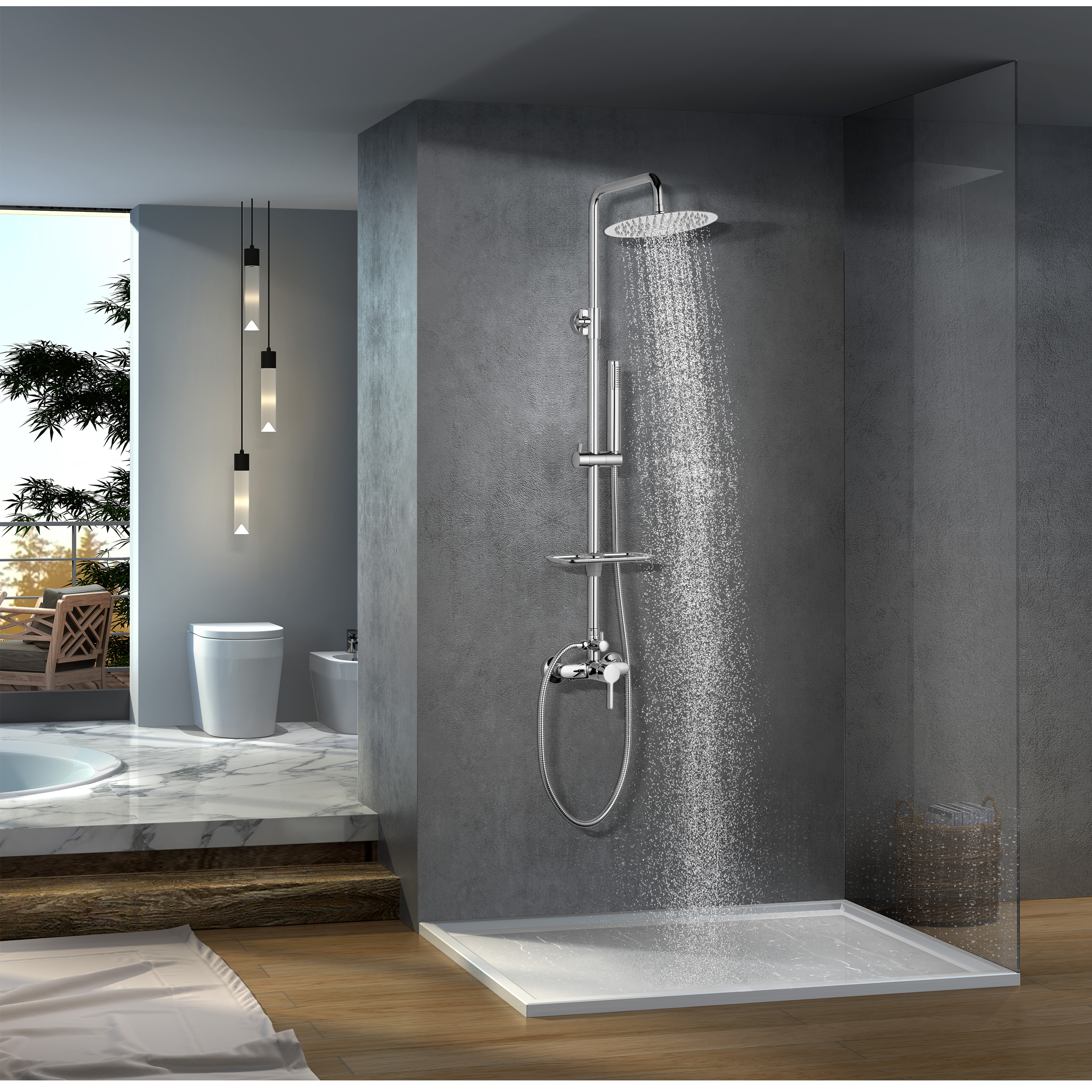 Thermostatic shower column