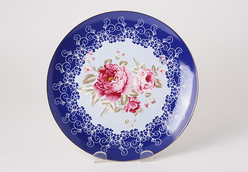 ZH1911 blue lover gold design 8" dessert coupe plates