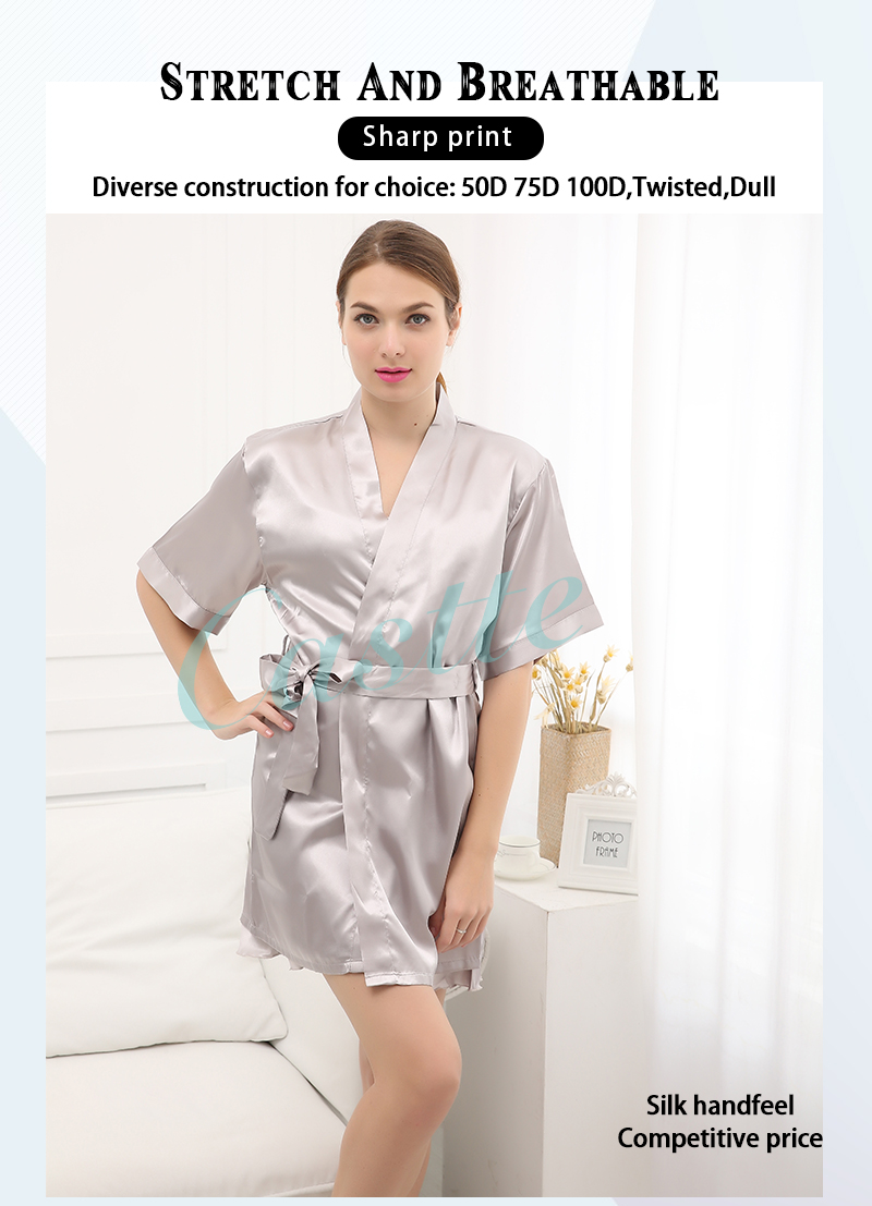 Ladies Solid Color Satin Robe