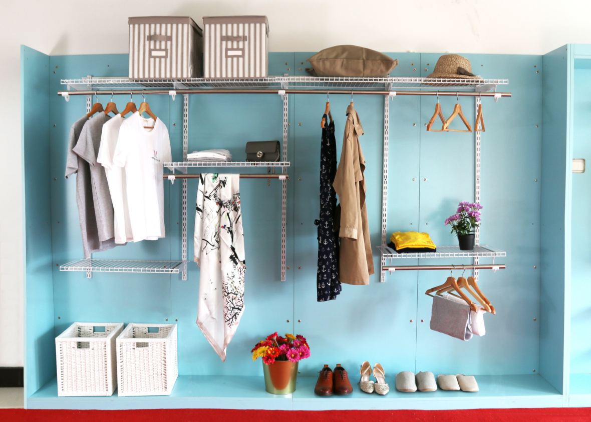 clever closet set Metal Wall Shelving System Wardrobe Shelves Hanging Wire