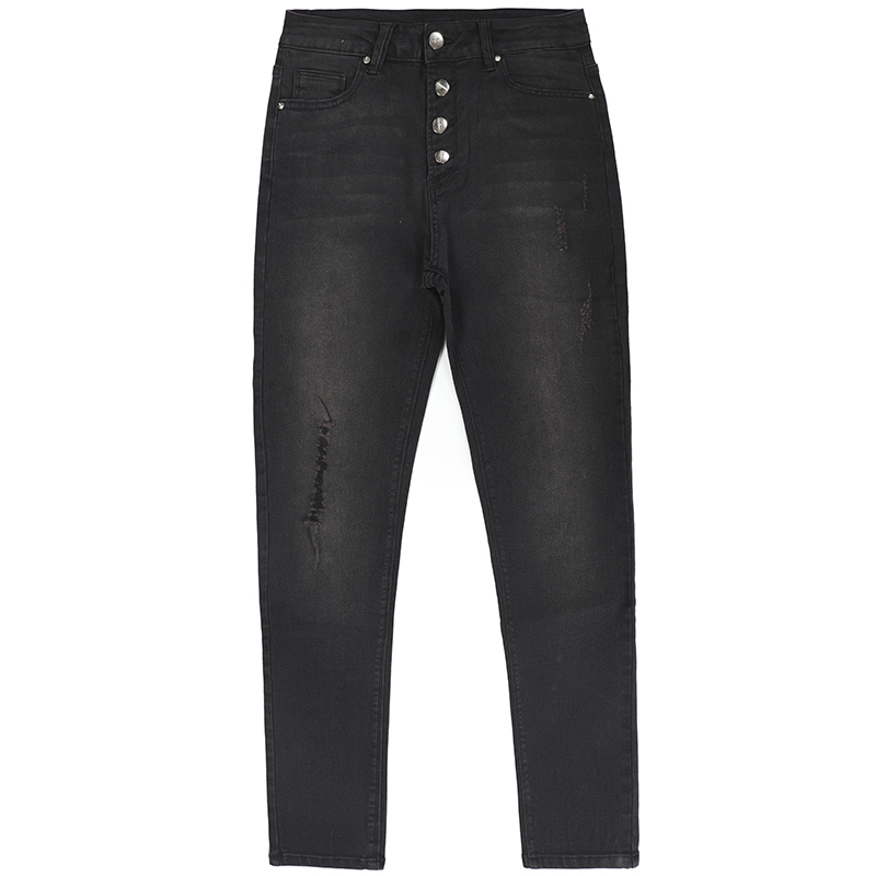 Zipper fly denim jeans women skinny jeans ripped wash jean pants factory accept custom G2641