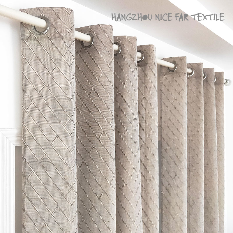 00000LK19030 DANNIS stripe voile fabric yarn dyed jacquard screen printing cutting recycle voilage ready made linen curtain