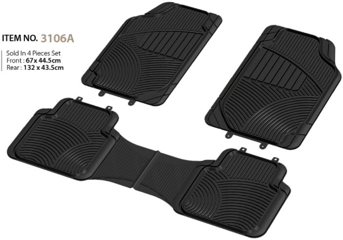 Basic 3-Piece Universal All Season Heavy-Duty Rubber Auto Floor Mat