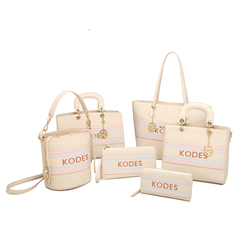 Press Mark Silk Screen Printing Collision Tote Bucket Handbag Tote Wallet With Pendant Long Strap