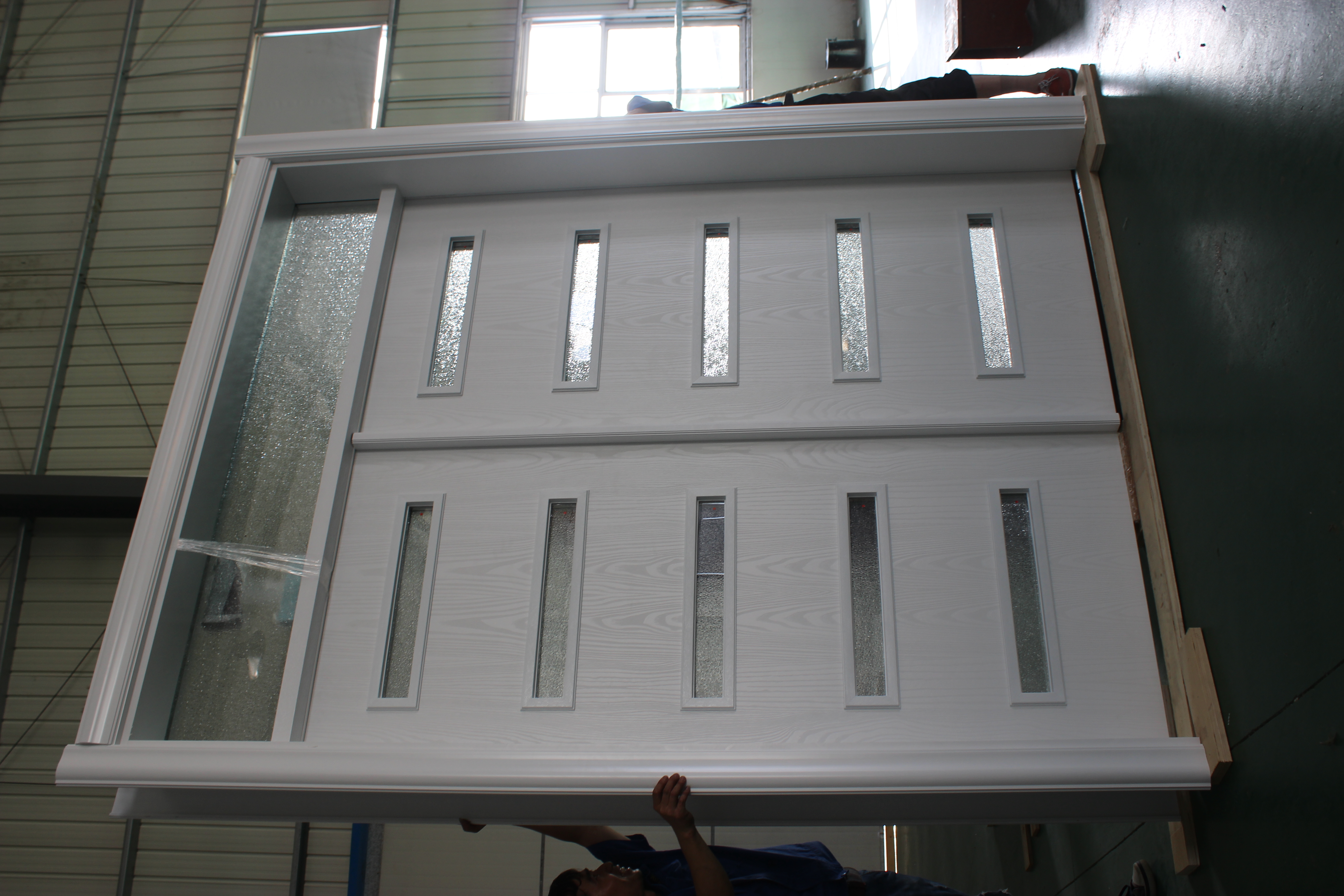 Double door with transom, composite door with transom