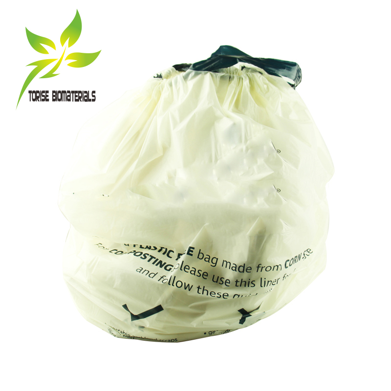 Certified Biodegradable & Compostable Garbage Bag, Comply with EN13432/ASTM D6400 drawstring bags
