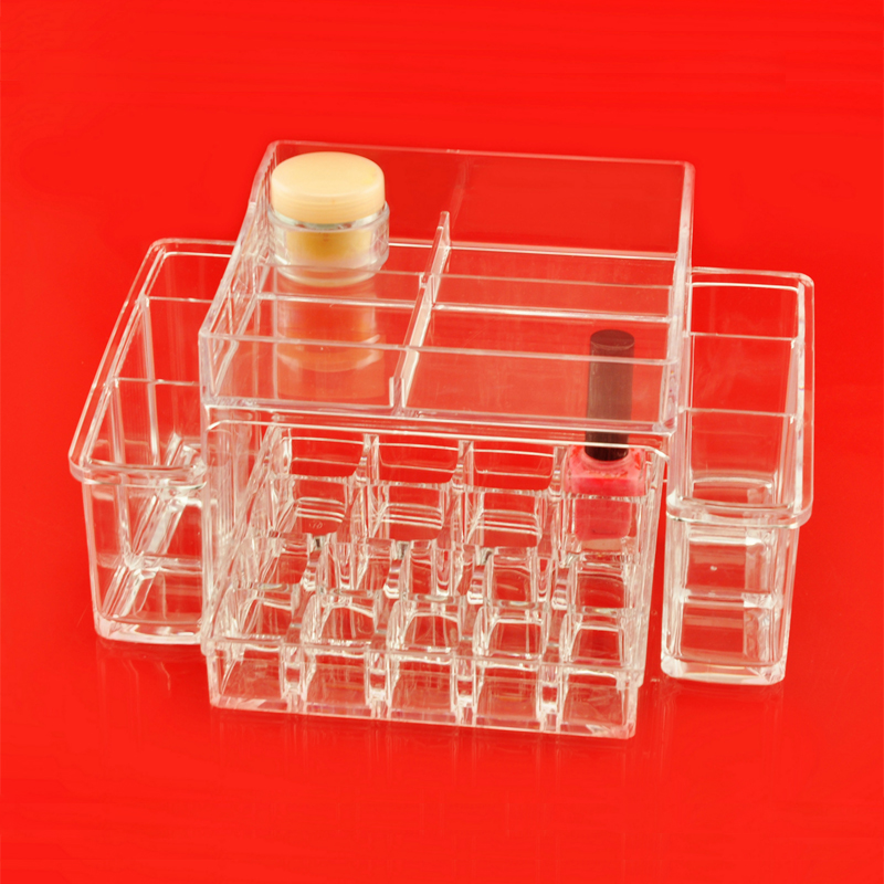 Clear Acrylic Cosmetic Organizer w/Lipstick & Nail polish holder