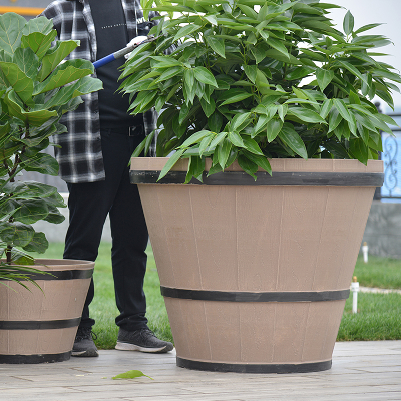 wood design flower pot outdoor planter