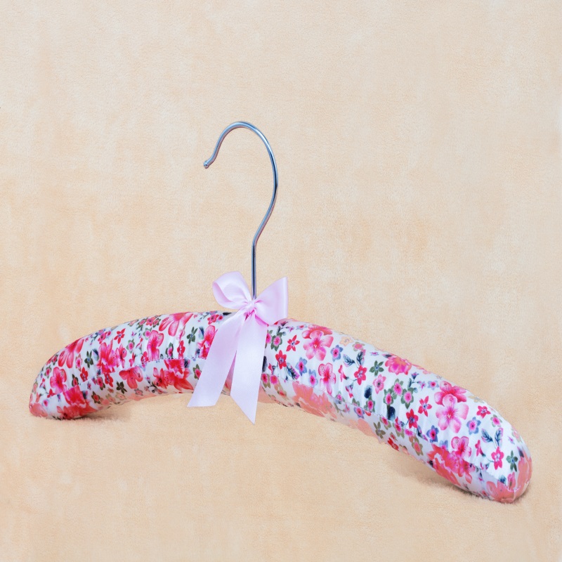 Flower printed satin hanger
