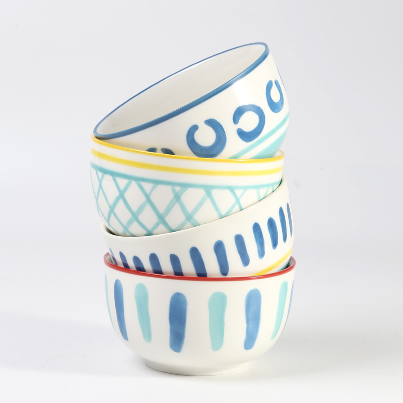 Rice bowl,embossed texture,Hand painted, ceramic tabletop