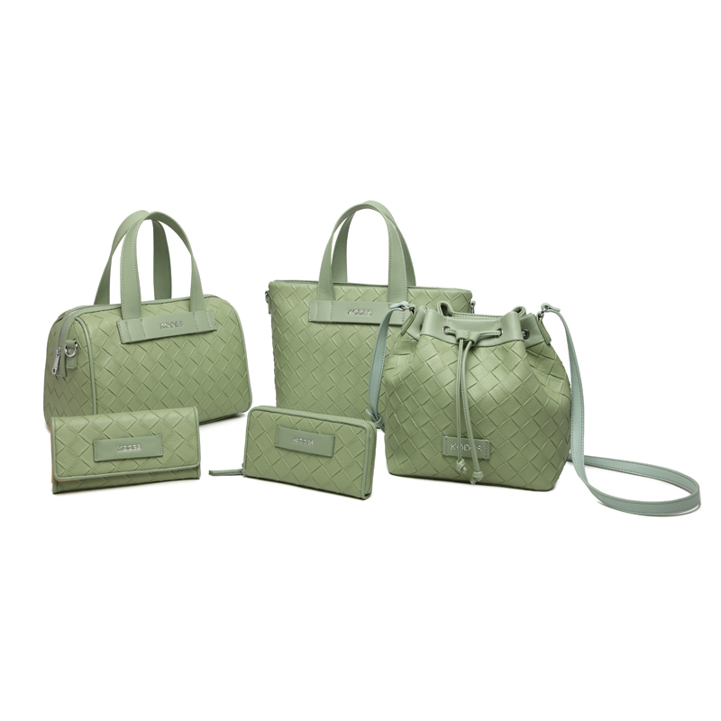 KODES brand Customized PU bag & purse for women , bucket bag, handbag, crossbody bag, shopping bag, special emboss woven pattern lady's bag PU handbag