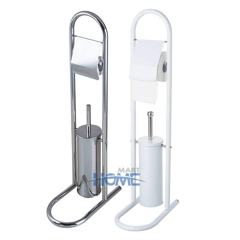 Stainless steel toilet brush and tissue paper holder