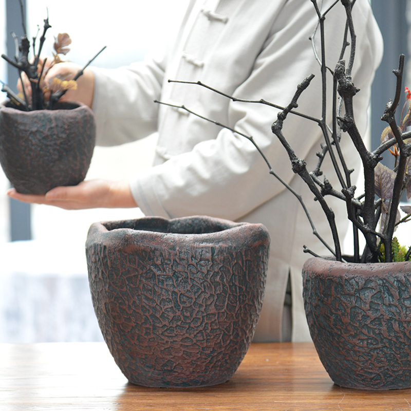 ~GREENSHIP handmade antique thick and weighty flower pot Y17V25D
