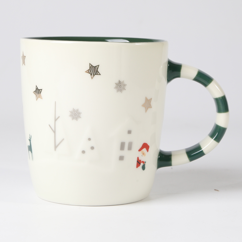Mug,two glaze,decal with embossed pattern,hand painted,480ml