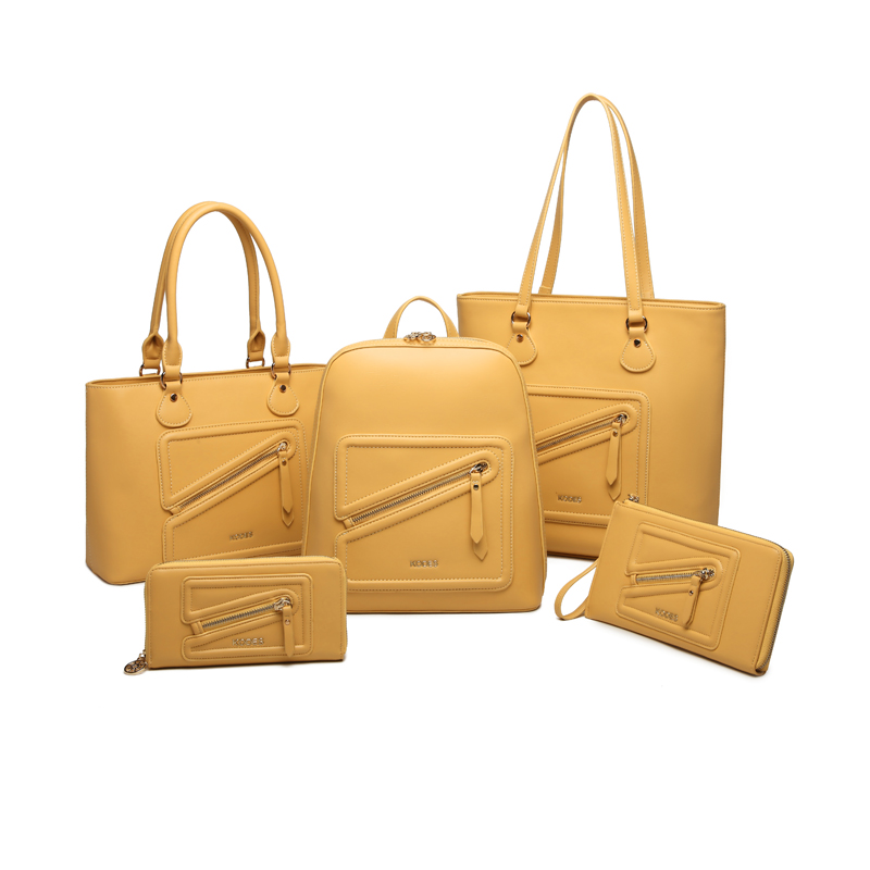 Cold embossed Decoration Zipper Design PU Women's Bag Wallet Handbag Shopper Shoulder Bag Backpack