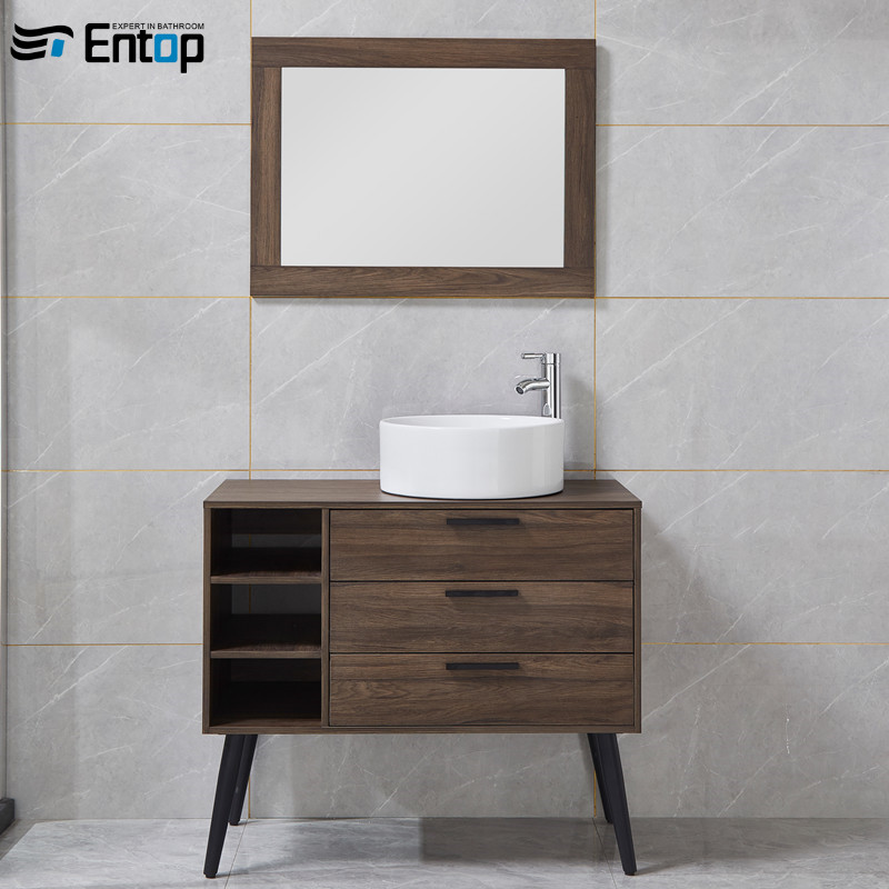 EC-902 Walnut vanity with ceramic basin
