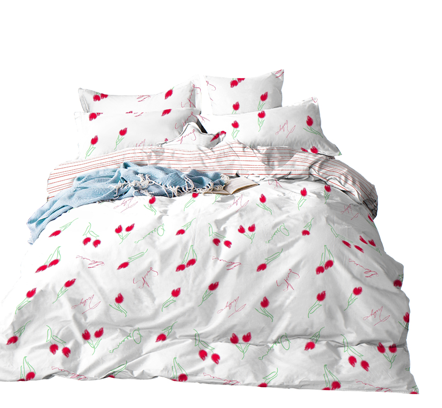 100% Cotton Tulip Design Pigment Print Fabric For Bedding