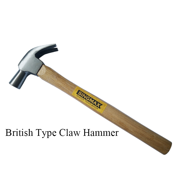 Forged British type Claw Hammer with wood handle
