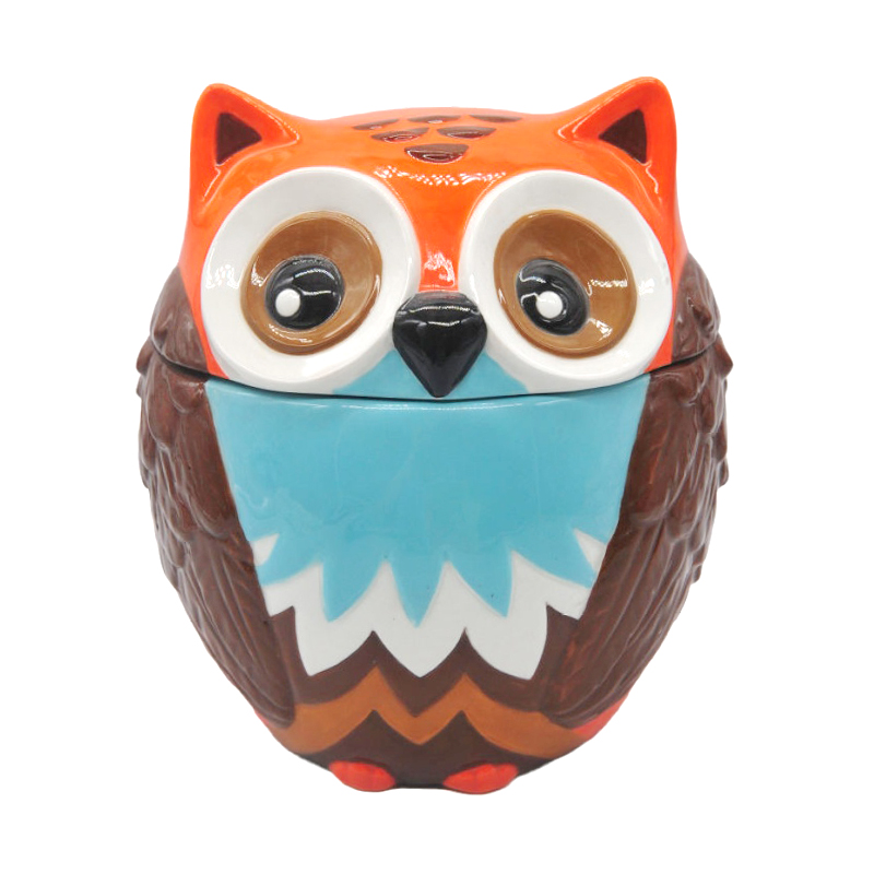 Ceramics Owl shape cookie jar Storage Jar