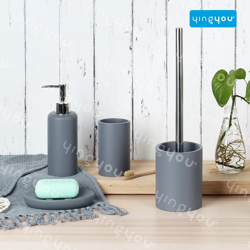 Resin Bathroom Set, Toilet Brush Holder, Dispenser, Tumbler, Soap Dish