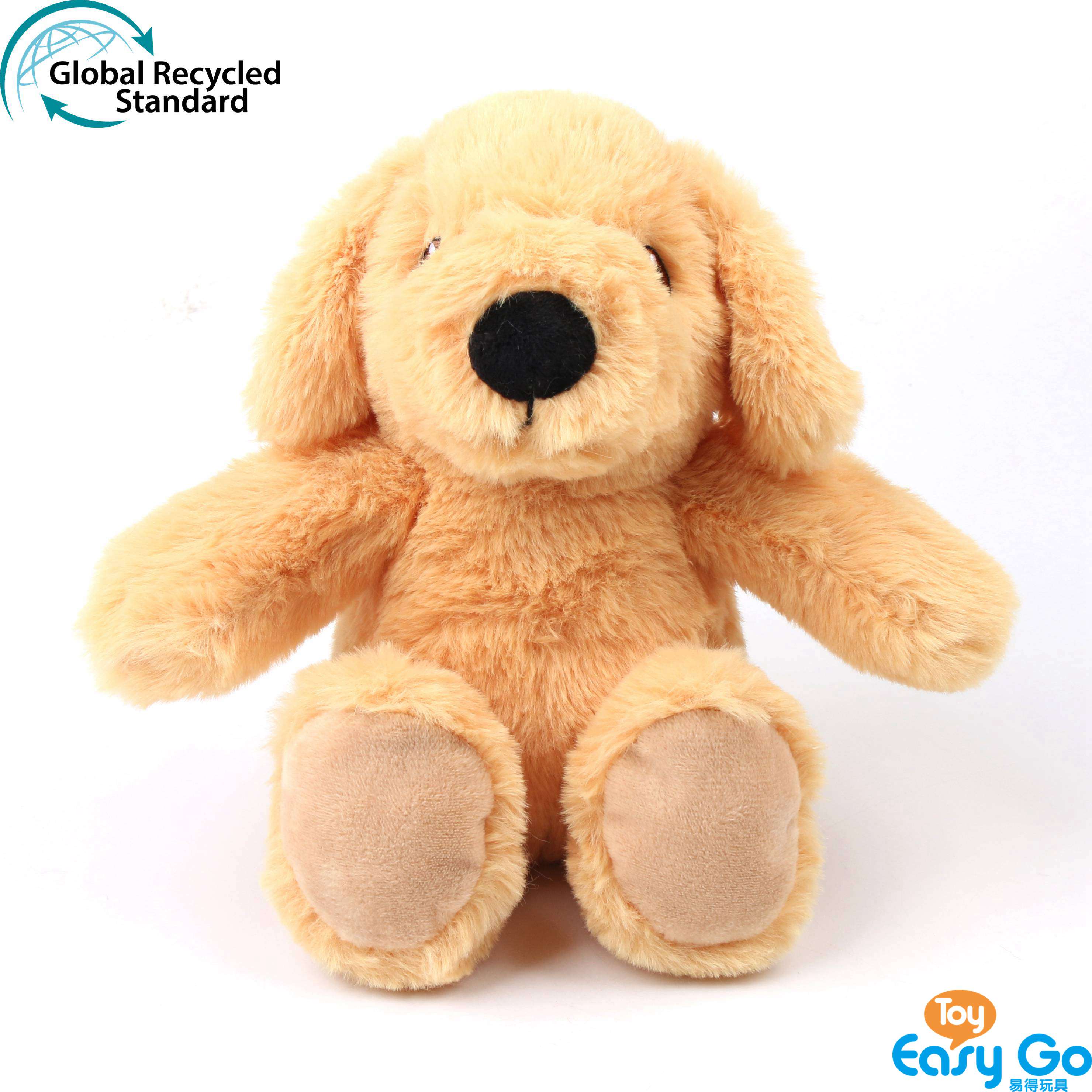 Eco-friendly 100% recycled sustainable plush material toy sitting position puppy