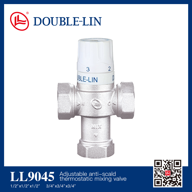 Brass adjustable anti-scald thermostatic mixing valve