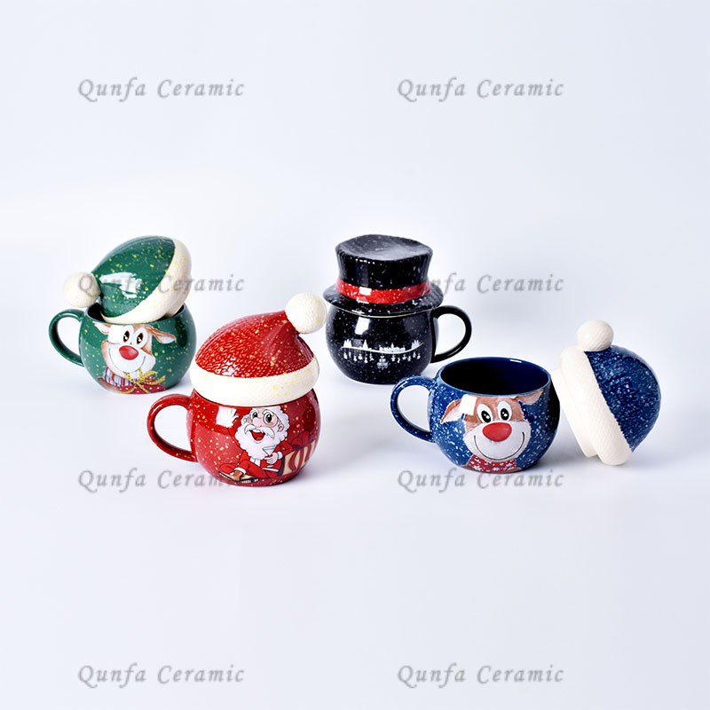 1 set of 4 ceramic Merry Christmas Decal Mug