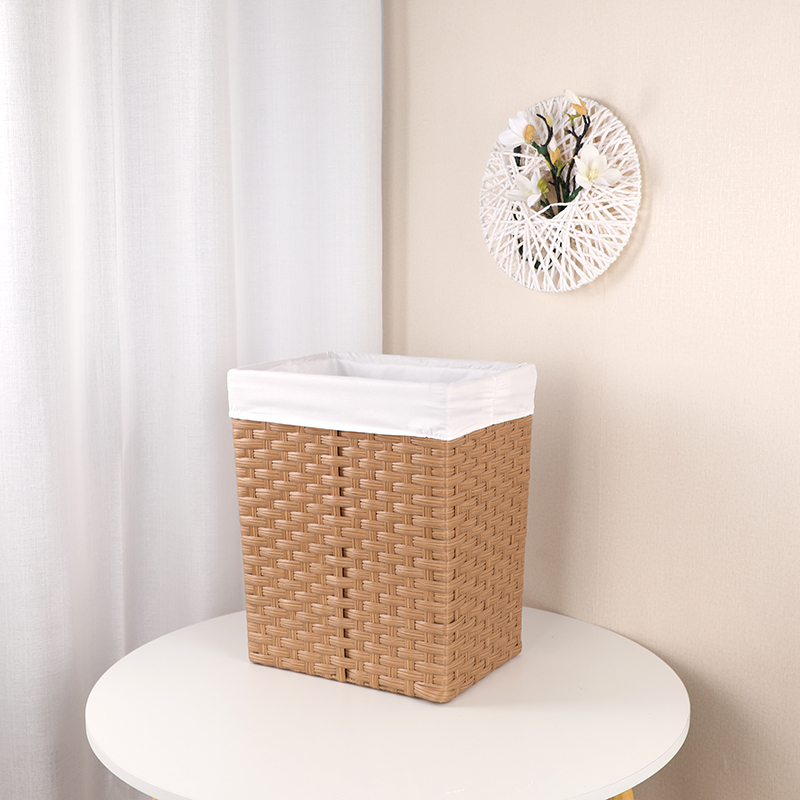 Plastic woven storage baskets