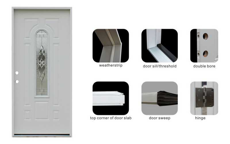 Fangda panel design steel door with steel frame, with knock down frame