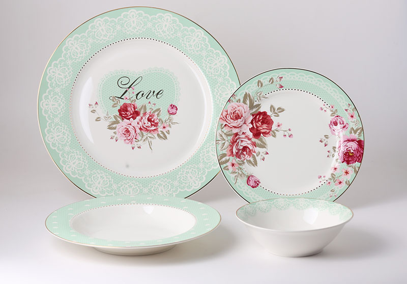 ZH-1911green lover gold design 16pc dinner set