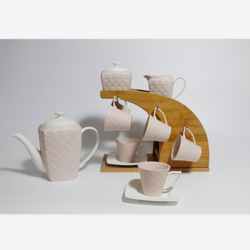 17pcs Coffee set with wooden stand