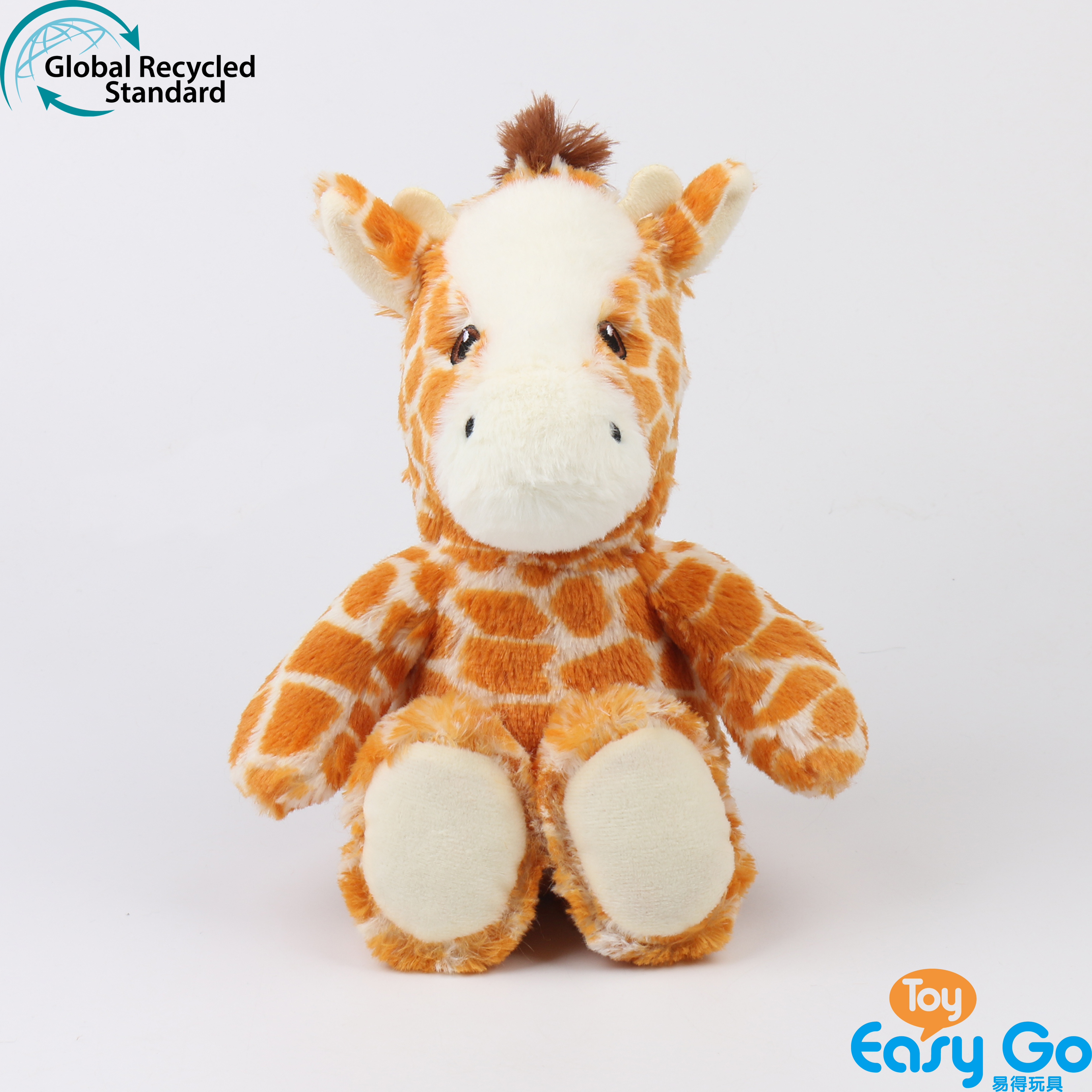 ECO-friendly 100% recycled sustainable plush soft stuffed wild animal vertical sitting position giraffe toy