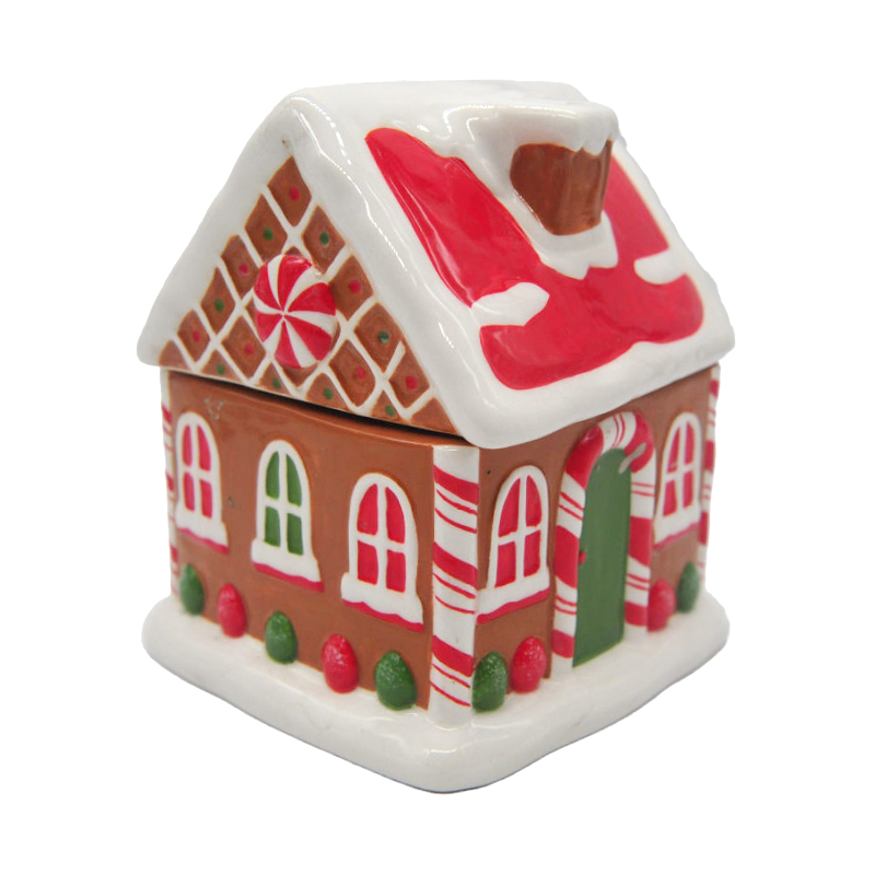 Ceramic Christmas House shape cookie jar