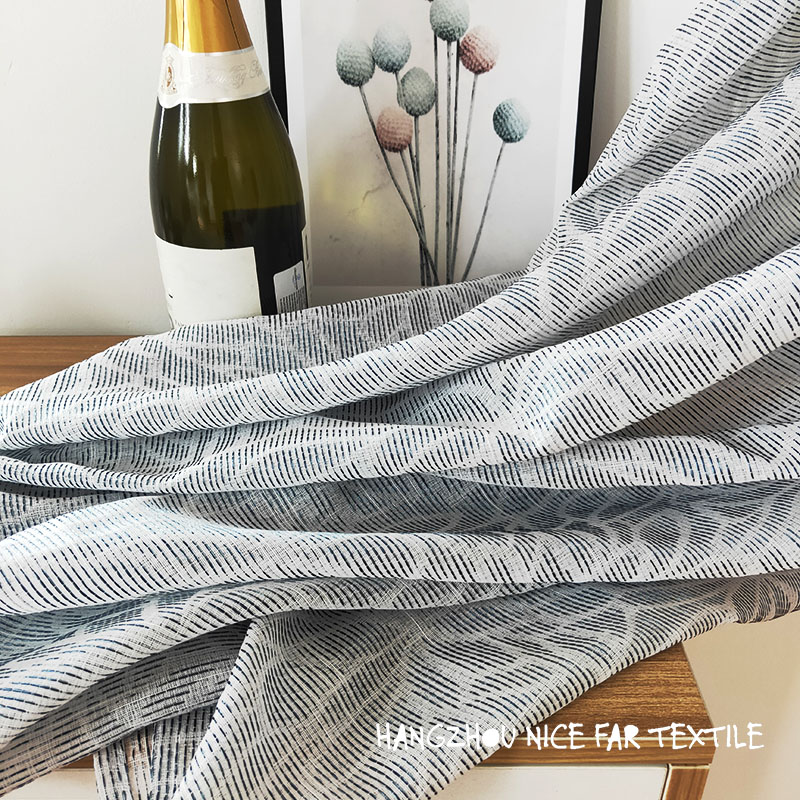 00000LK20010 HARTHA stripe voile fabric yarn dyed jacquard screen printing cutting recycle voilage ready made linen curtain