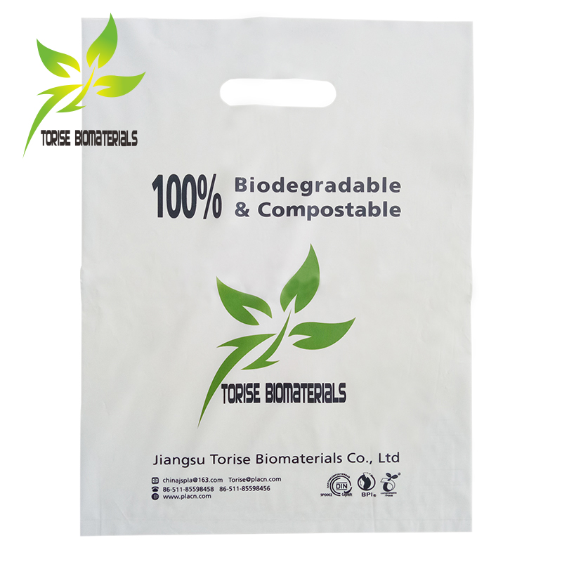 Compostable Biodegradable die cut bag，shopping bag punching four-finger bag