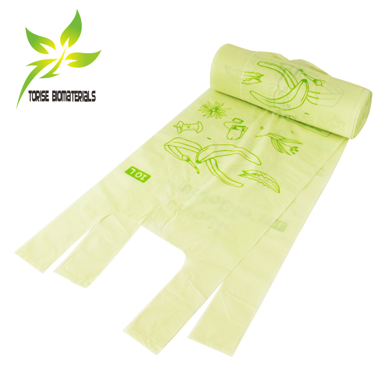 Compostable Bag, Biodegradable Bag, Comply with EN13432 / BPI ASTM D6400/AS4736/AS5810/ OK Compost OK compost home, Compostable T-shirt bag on roll