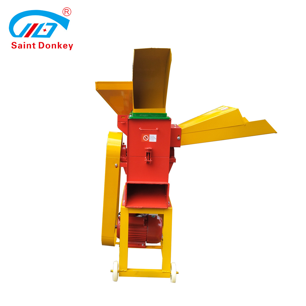Combined chaff cutter grass chopper and crusher machine for animal feed processing