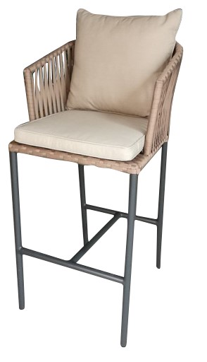 outdoor wicker woven dining bar chair with cushion