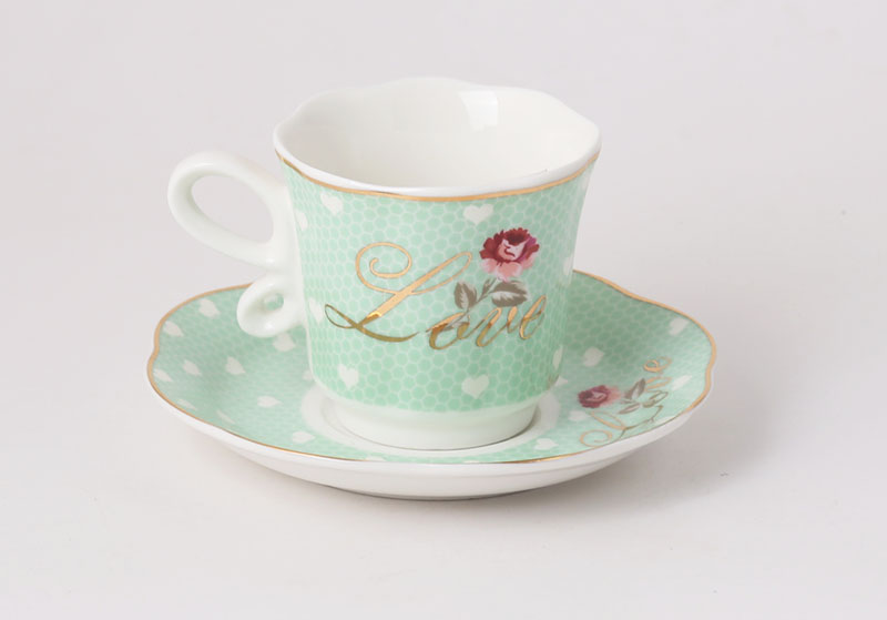 ZH-1911 green lover gold design 100cc espresso cup and saucer