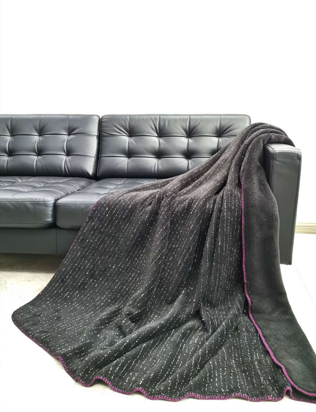 Silver jacquard sherpa blanket