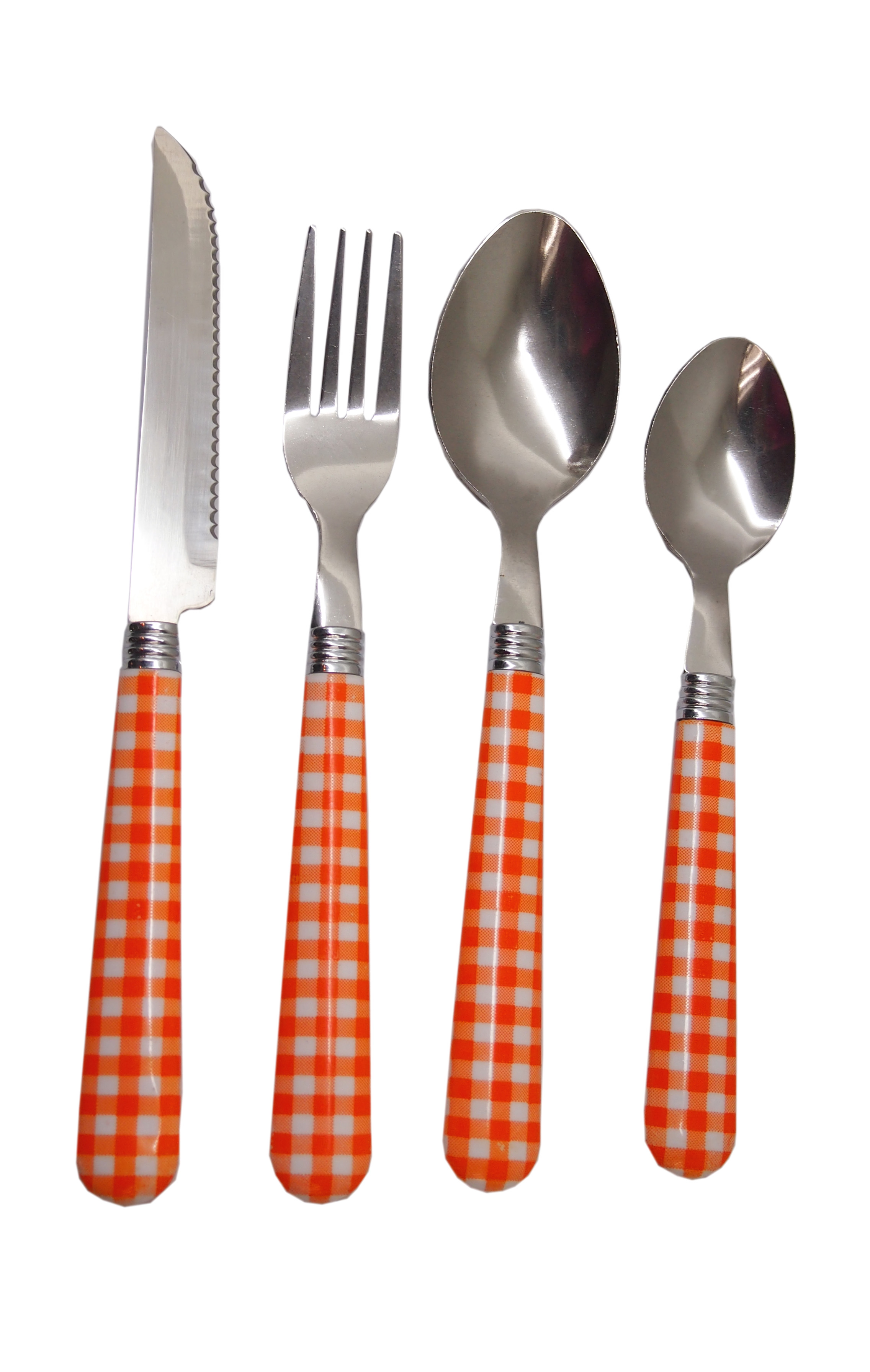 Customized Screen Printing Plastic Handle Stainless Steel Cutlery Set