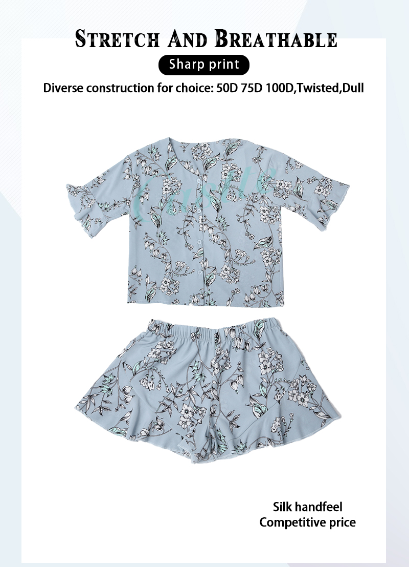 Ladeis AOP Stretch Fabric Pajama Set