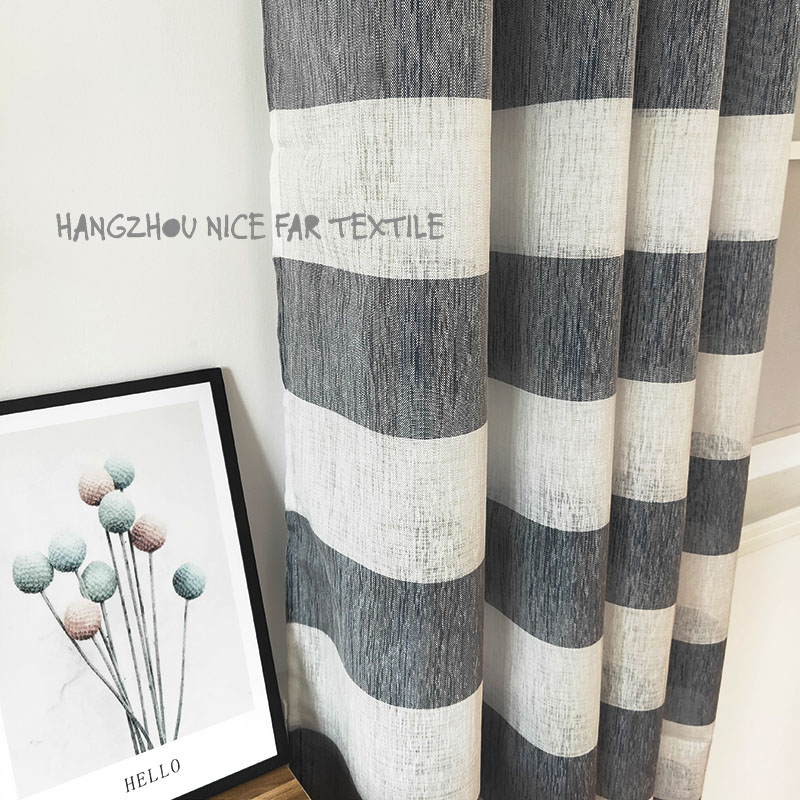 00000DF200118LC ALINA stripe voile fabric yarn dyed jacquard screen printing cutting recycle voilage ready made linen curtain