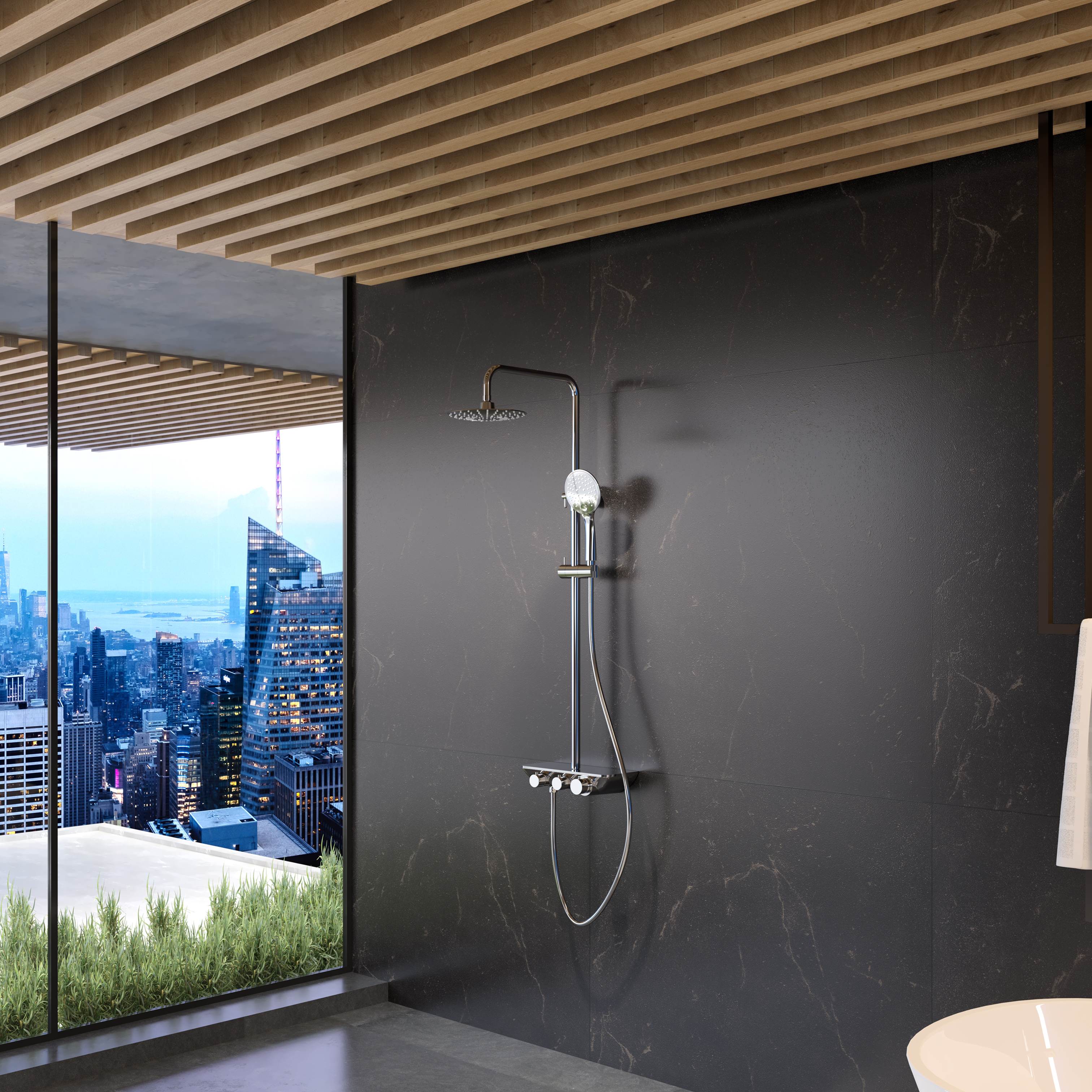 Thermostatic shower column