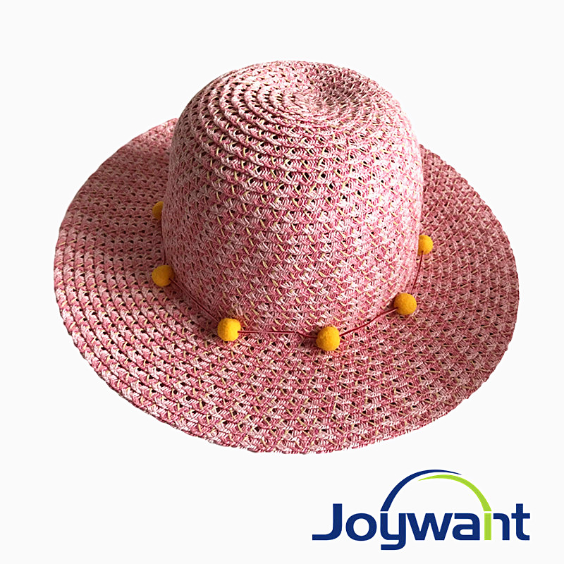Children's straw hat with colorful balls
