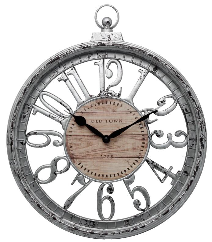 Plastic wall clock with wooden finish