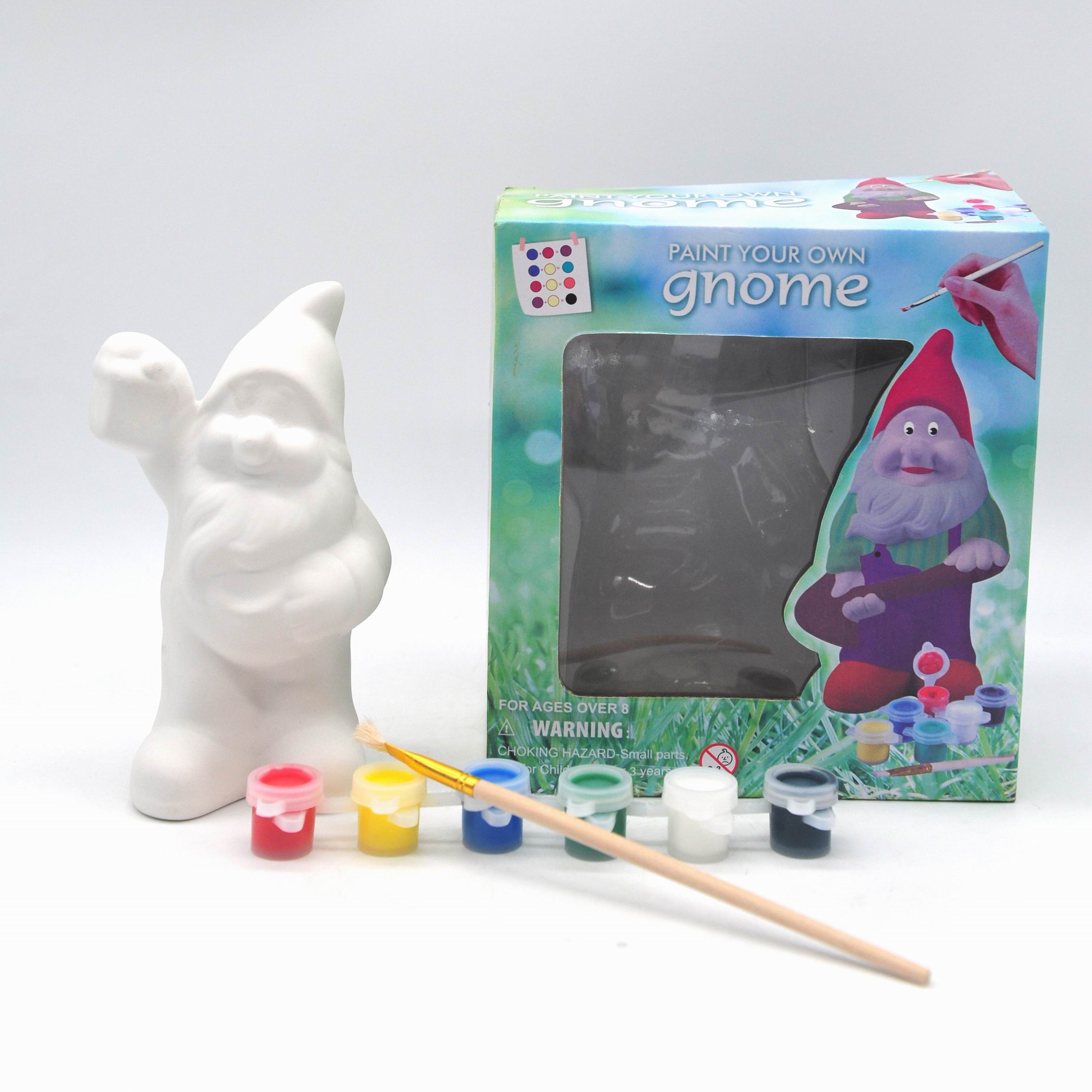 DIY Ceramic paint your own gnome with 6 color painting 1 brush