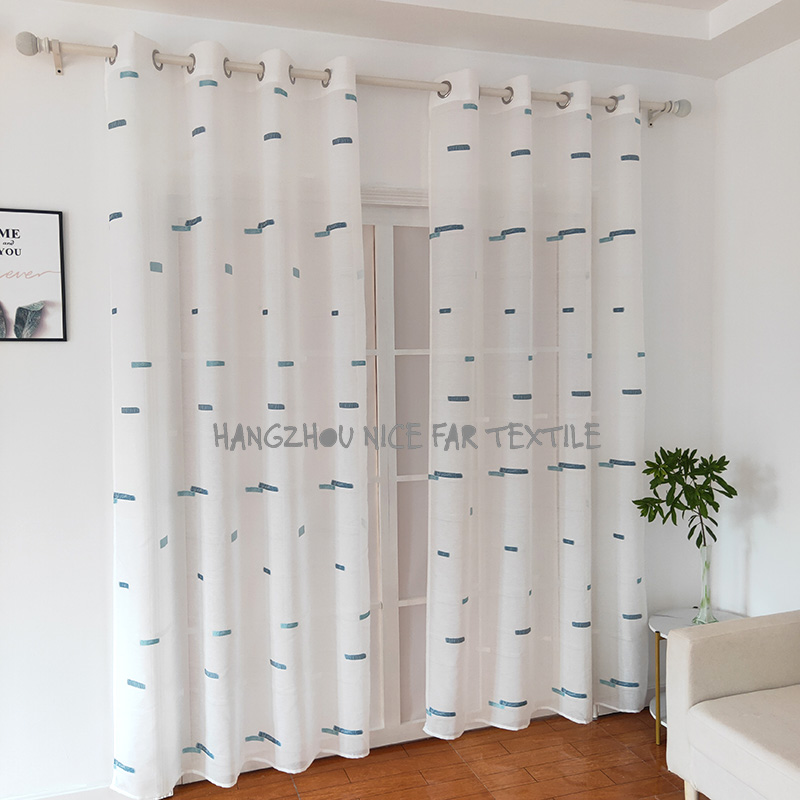 00000DK19035 ELYSSA stripe voile fabric yarn dyed jacquard screen printing cutting recycle voilage ready made linen curtain
