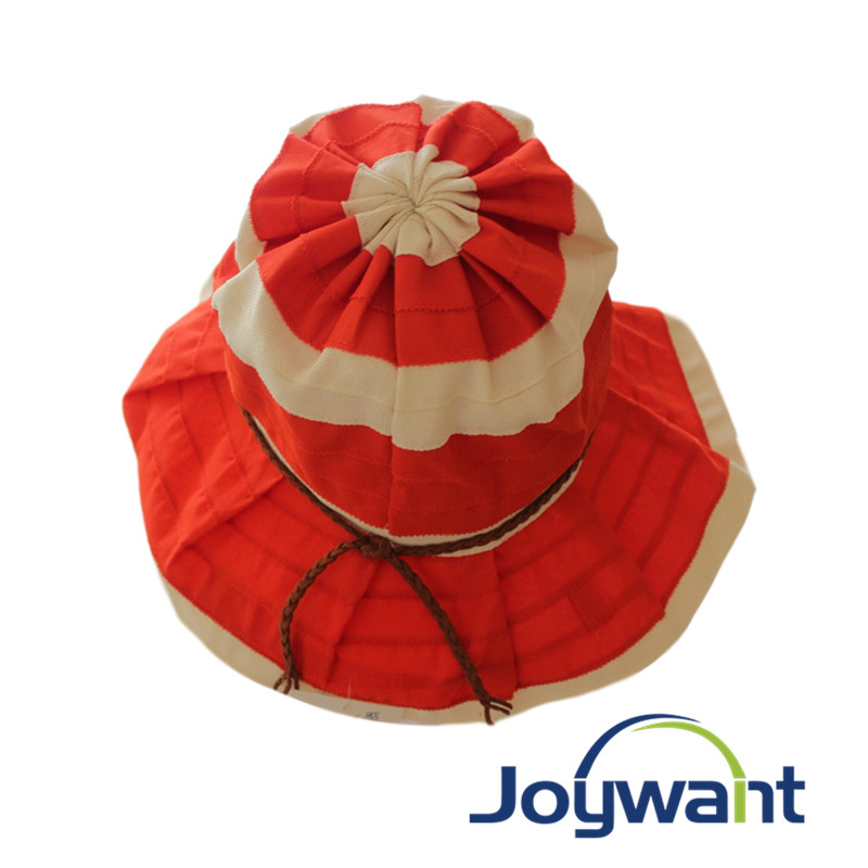 Plicated ribbon hat packable lady's hat